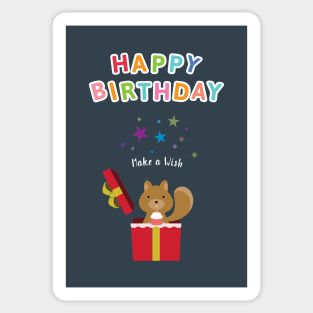 Birthday Squirrel Make a Wish Sticker